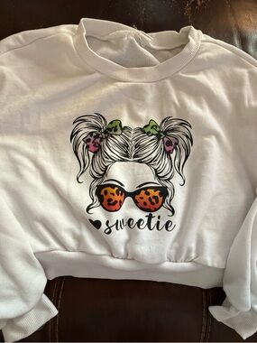 SHEIN White Teen Crewneck Sweatshirt